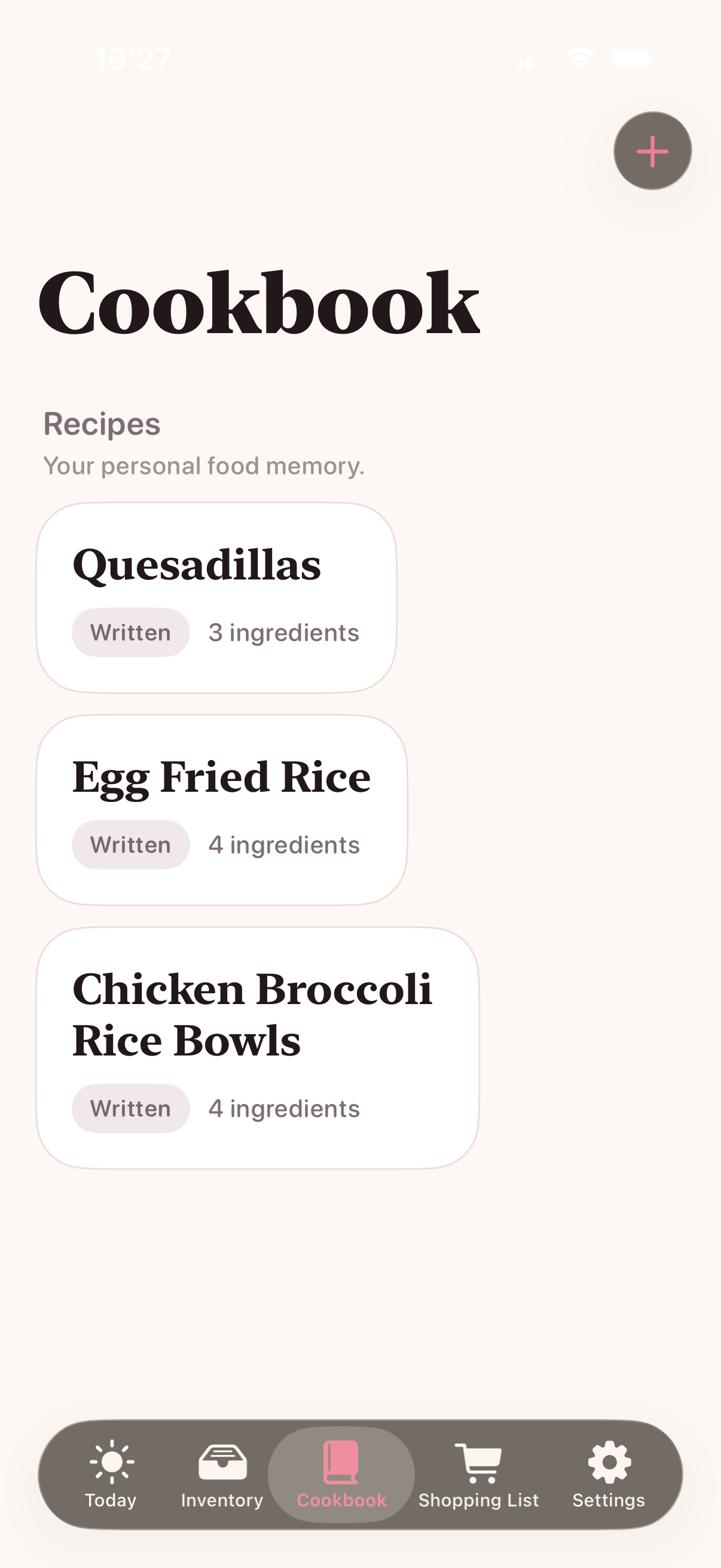 Gravitas Kitchen cookbook screen