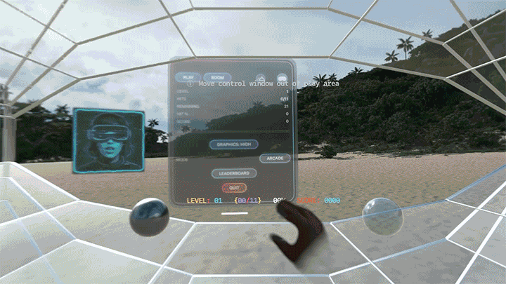 Eye Pinch Targeting on Vision Pro: aim with eyes, pinch to fire.