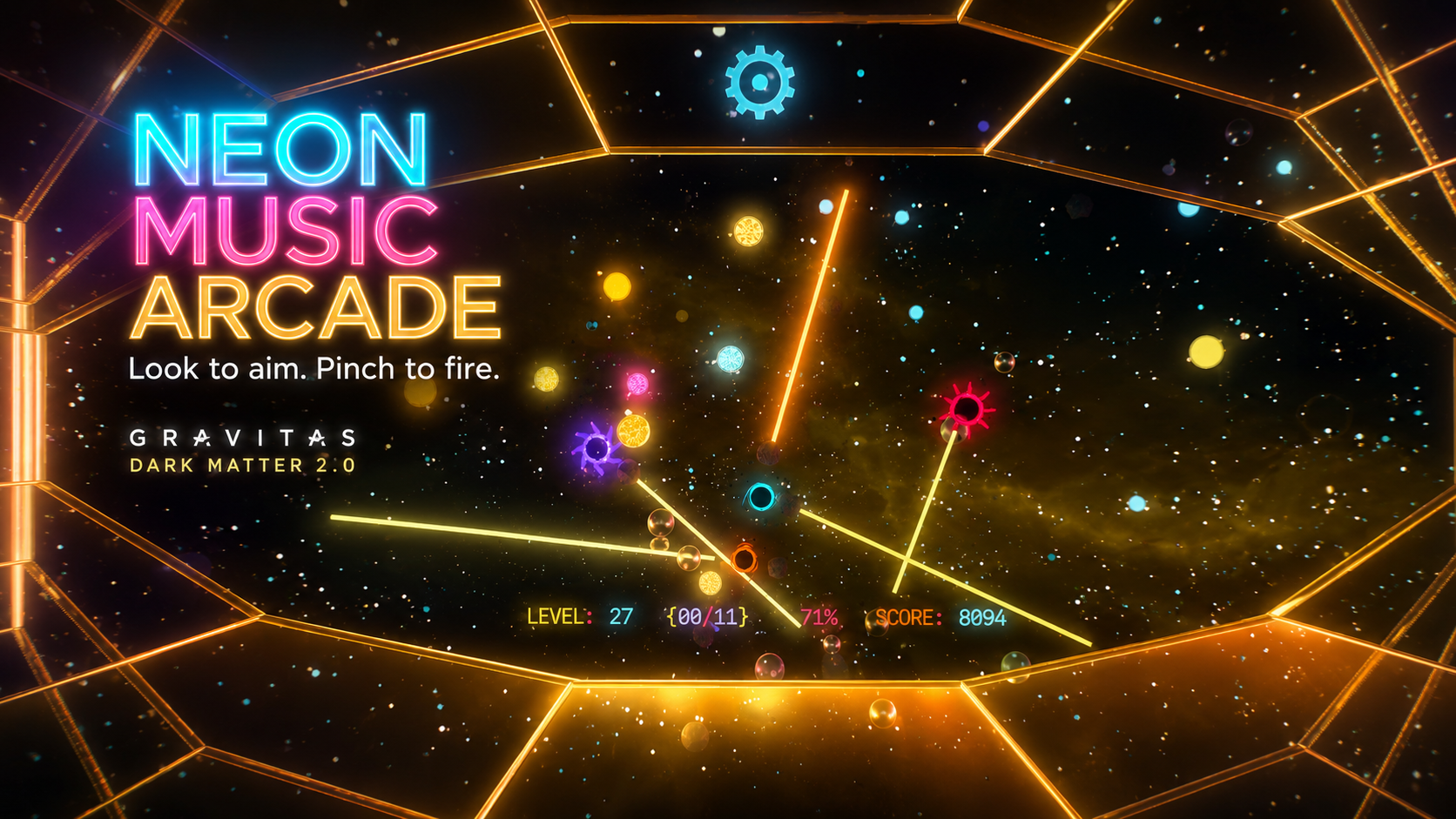 Gravitas Dark Matter 2.0 neon music arcade trailer art