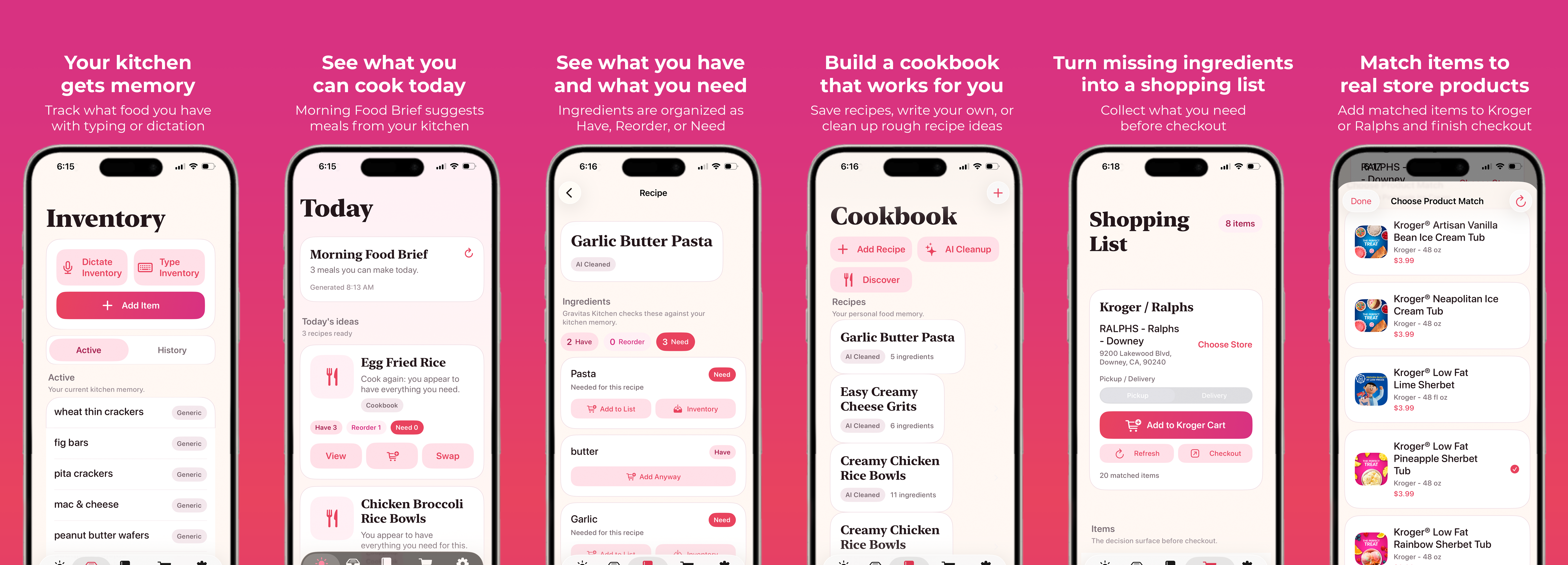 Gravitas Kitchen app mockup