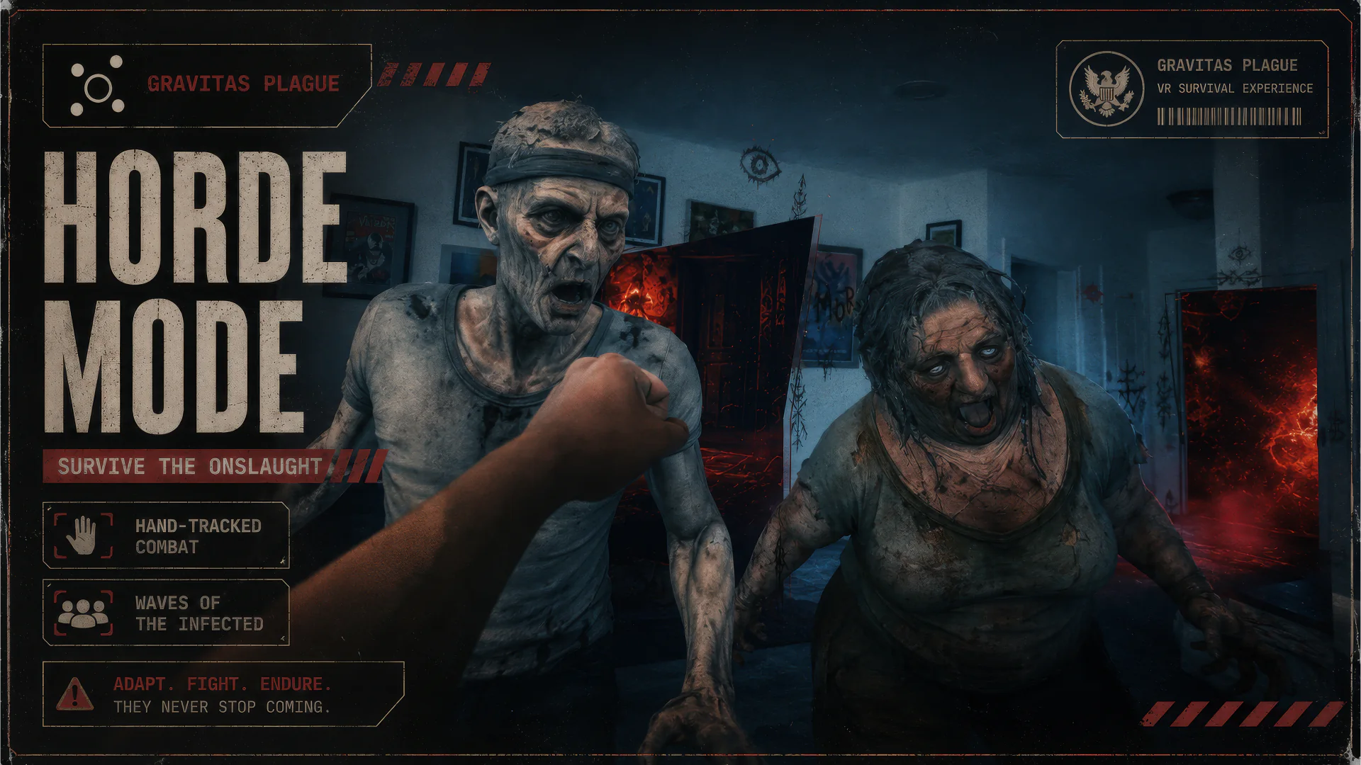Promotional artwork showing infected enemies approaching the player in Horde Mode.