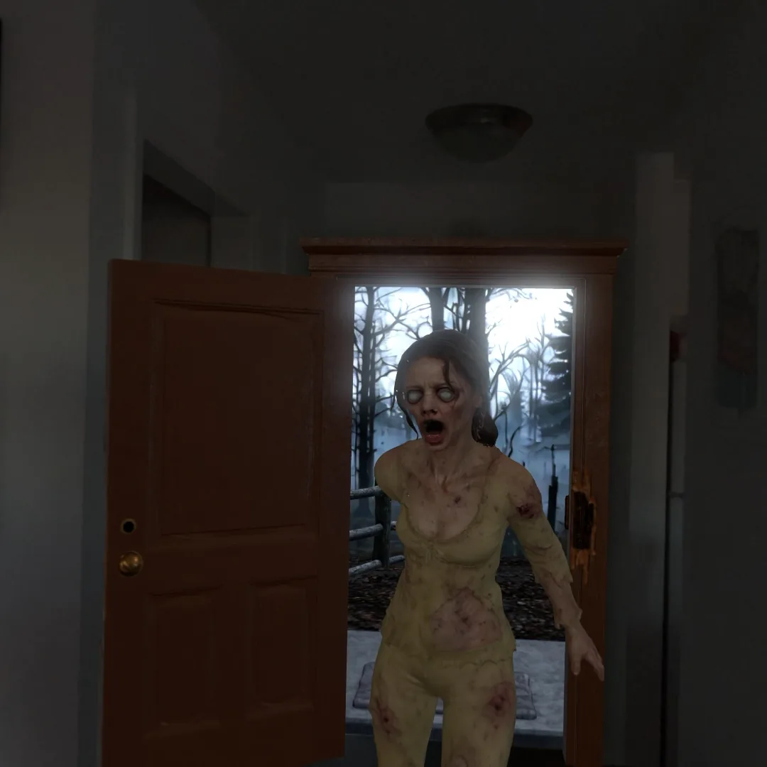 Young woman entrance encounter